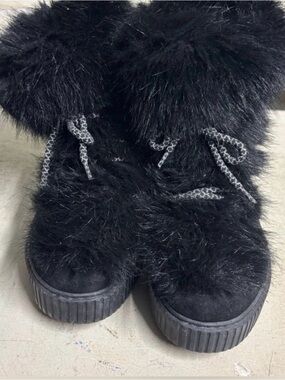 MARC CAIN Faux Fur Platform Ankle Boots